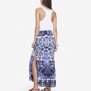 Express Blue & White Chiffon Maxi Skirt